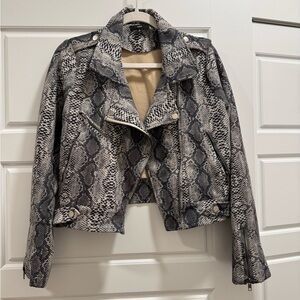 Snakeskin Print Women's Utility Biker Jacket